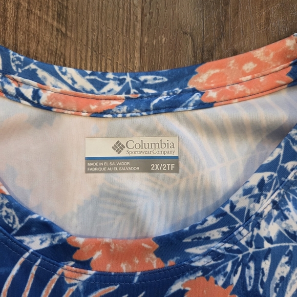 Columbia Long Sleeve Performance Fishing Gear Floral Sun Protection Top Size 2X - Picture 3 of 11